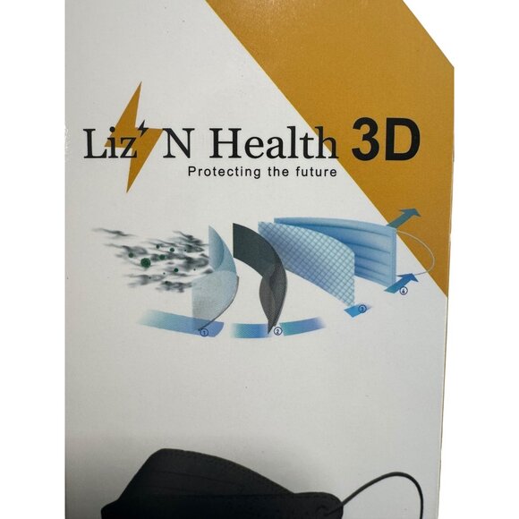 LizN Health 3D Black Surgical Masks Pack Of 10 ASTM F2100 Carbon Activated High - Picture 3 of 5